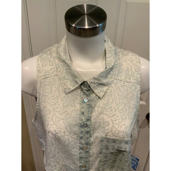 Intimately Free People"Tea Combo" Mint Green Print Collared Shirt, Size XS, NWT - Picture 2 of 9
